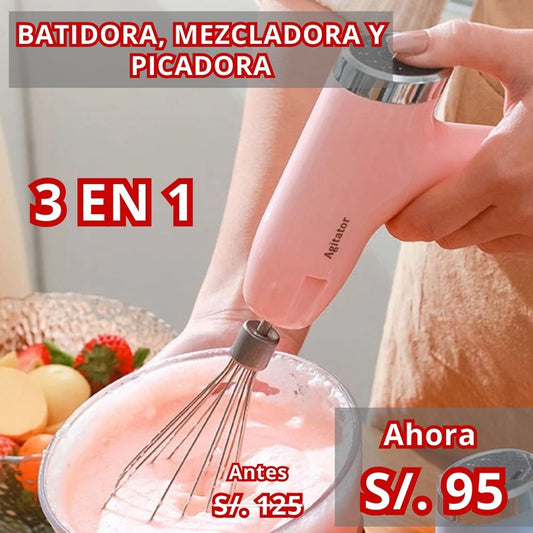BATIDORA, MEZCLADORA Y PICADORA 3 EN 1 ►